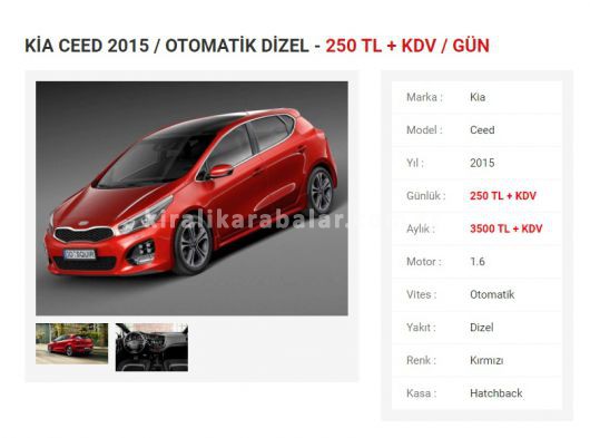 KİA CEED 2015 / OTOMATİK DİZEL 